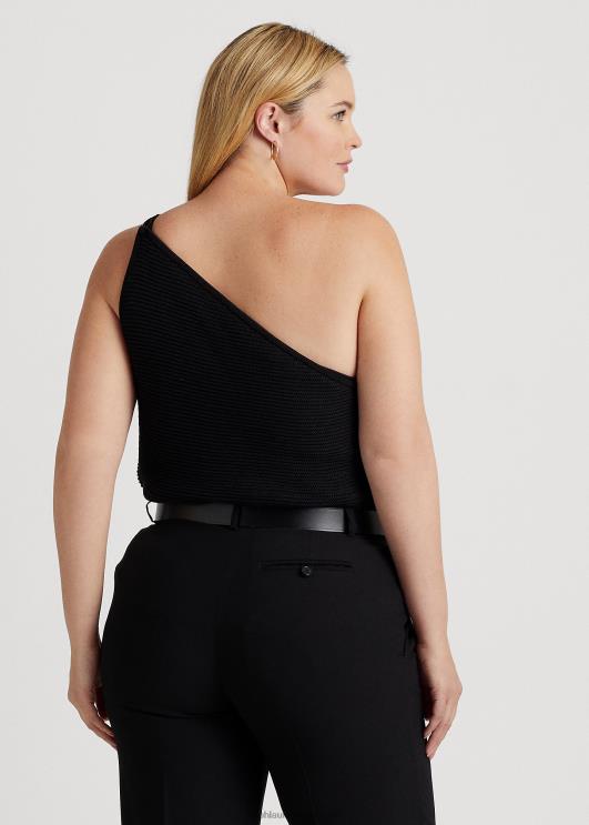 Ralph Lauren naised ühe õlaga puuvillasegu topp PR0V4769 must