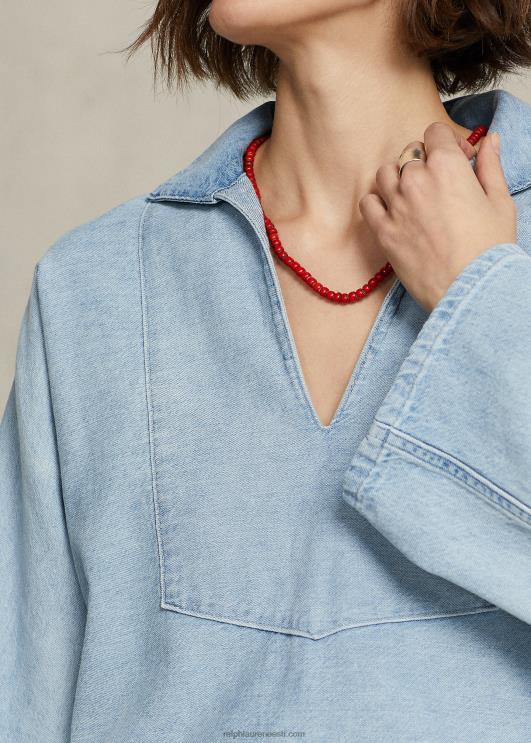 Ralph Lauren naised lõdvestunud istuv puuvillane-linane toimne topp PR0V3026 bavaro pesu