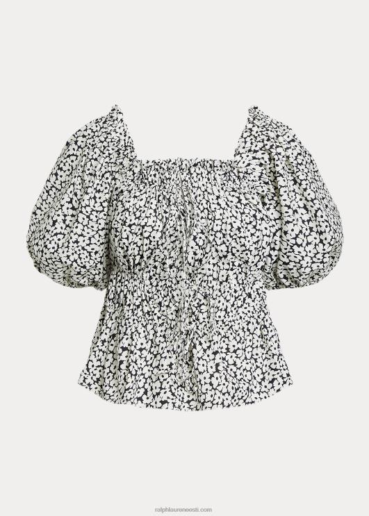 Ralph Lauren naised lilleline puuvillane pluus-varrukatega topp PR0V2943 üleni lilleline