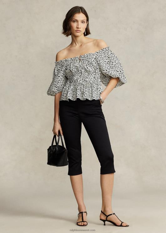 Ralph Lauren naised lilleline puuvillane pluus-varrukatega topp PR0V2943 üleni lilleline