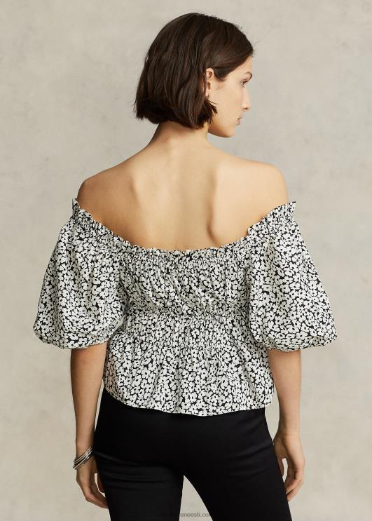 Ralph Lauren naised lilleline puuvillane pluus-varrukatega topp PR0V2943 üleni lilleline