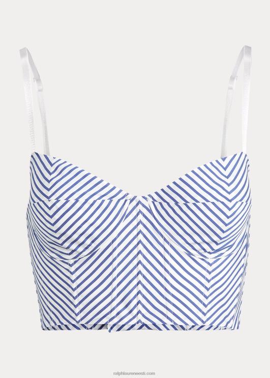 Ralph Lauren naised triibuline puuvillane kärbitud top PR0V3004