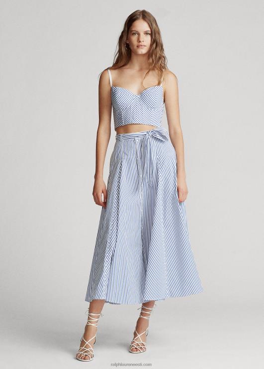 Ralph Lauren naised triibuline puuvillane kärbitud top PR0V3004