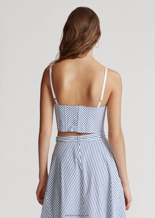 Ralph Lauren naised triibuline puuvillane kärbitud top PR0V3004