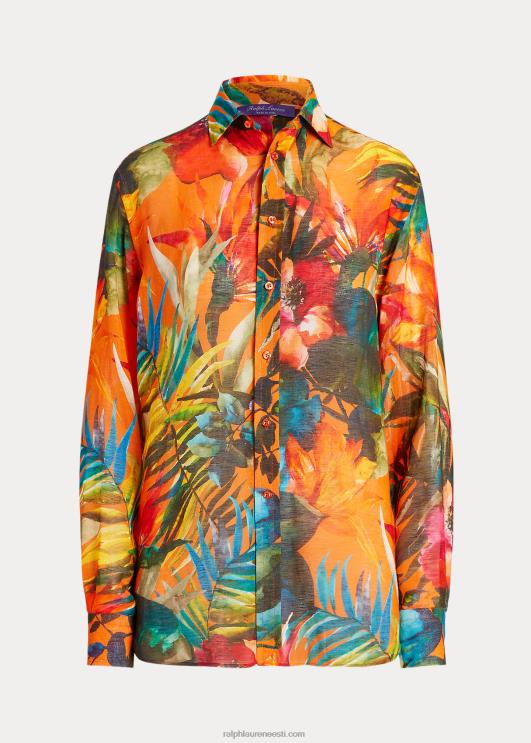 Ralph Lauren naised adrieni mustriga linane voile särk PR0V9282 oranž multi