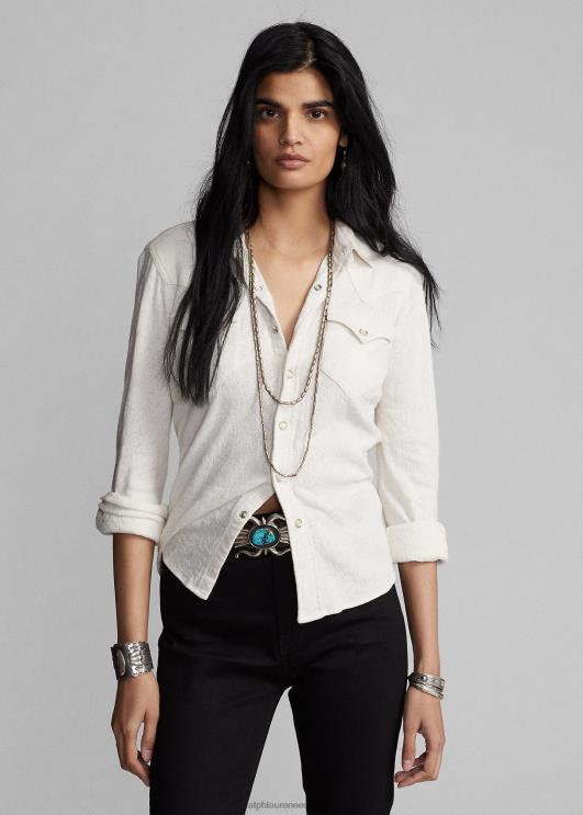 Ralph Lauren naised žakaarkootud lääne särk PR0V3613 tonaalne kreem