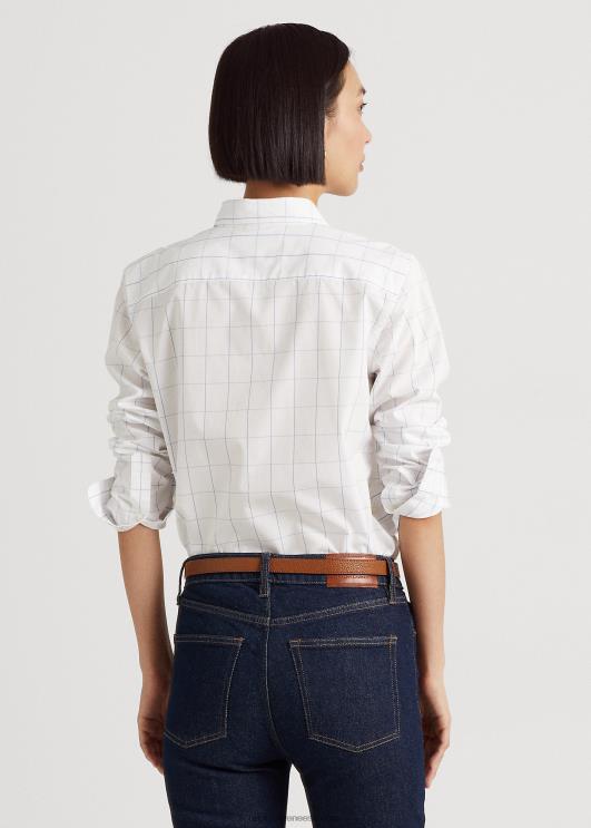 Ralph Lauren naised aknaklaasist puuvillasest lairiidest särk PR0V9420 valge/sinine