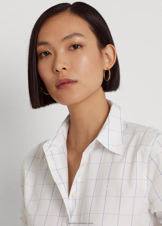 Ralph Lauren naised aknaklaasist puuvillasest lairiidest särk PR0V9420 valge/sinine