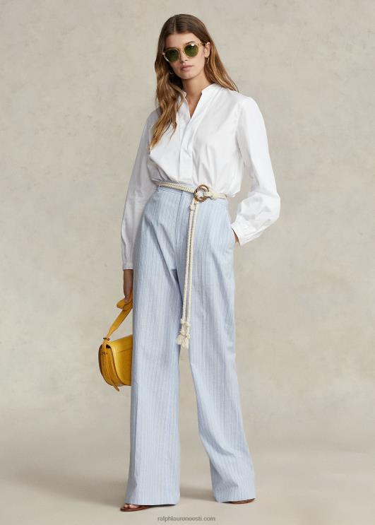 Ralph Lauren naised boxy fit puuvillane pluus-varrukatega särk PR0V2979 valge