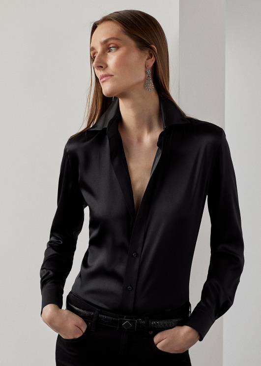 Ralph Lauren naised cameron stretch mooruspuu siidist särk PR0V9333 must