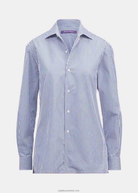 Ralph Lauren naised capri triibuline puuvillane särk PR0V9355 valge/klassikaline sinine