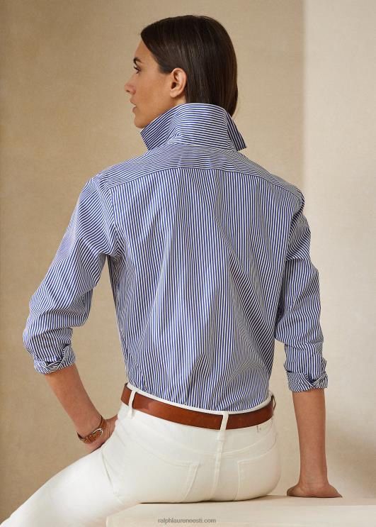 Ralph Lauren naised capri triibuline puuvillane särk PR0V9355 valge/klassikaline sinine