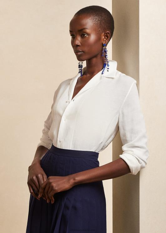 Ralph Lauren naised darien linane voile särk PR0V3468 valkjas