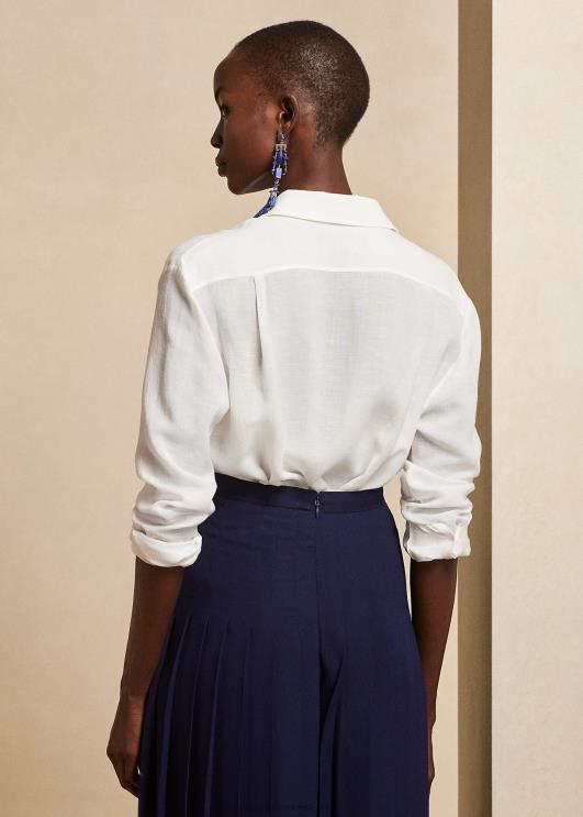 Ralph Lauren naised darien linane voile särk PR0V3468 valkjas