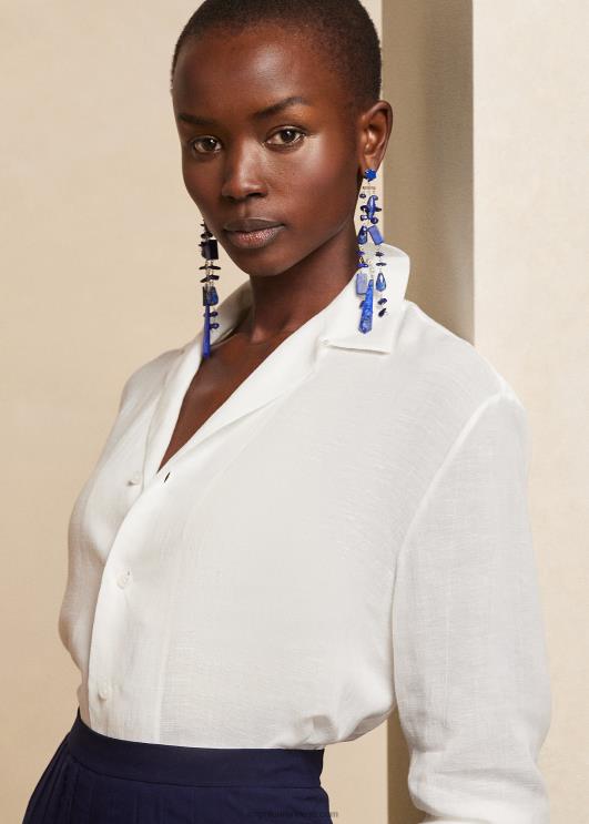 Ralph Lauren naised darien linane voile särk PR0V3468 valkjas