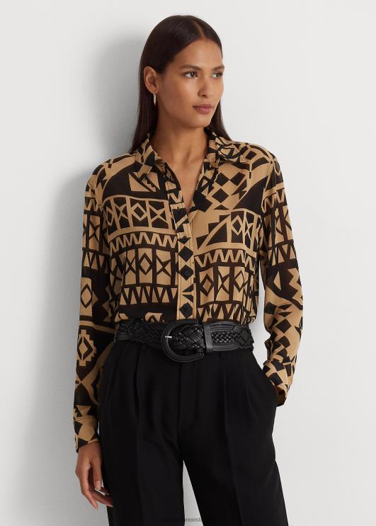 Ralph Lauren naised geoprintiga Georgette särk PR0V9535 pruunikas/must