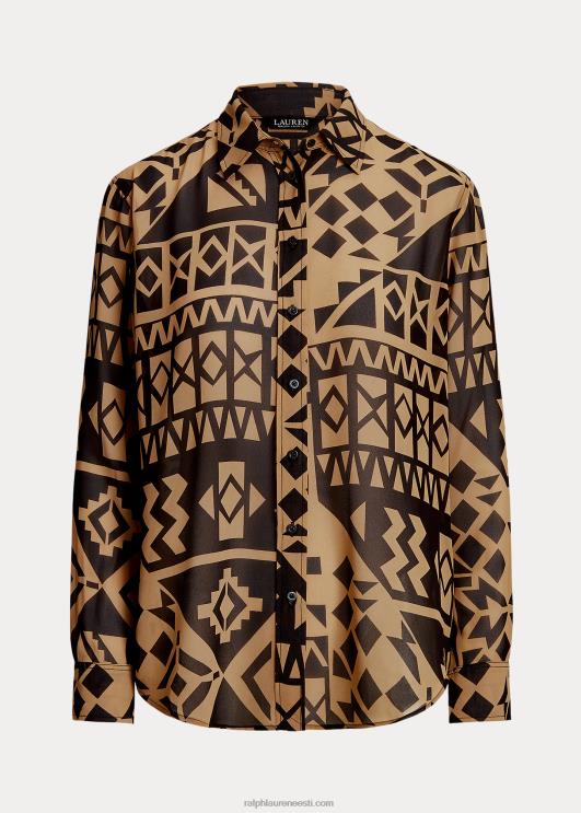 Ralph Lauren naised geoprintiga Georgette särk PR0V9535 pruunikas/must