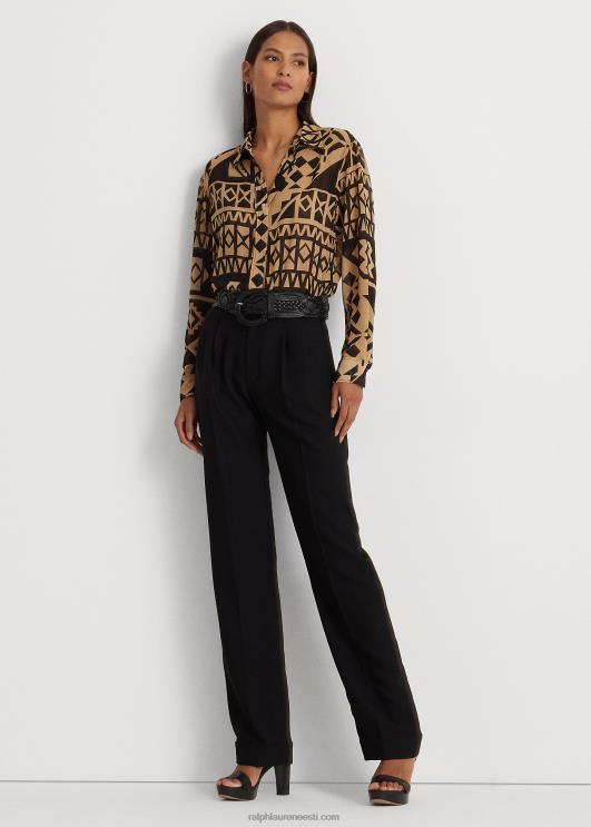 Ralph Lauren naised geoprintiga Georgette särk PR0V9535 pruunikas/must