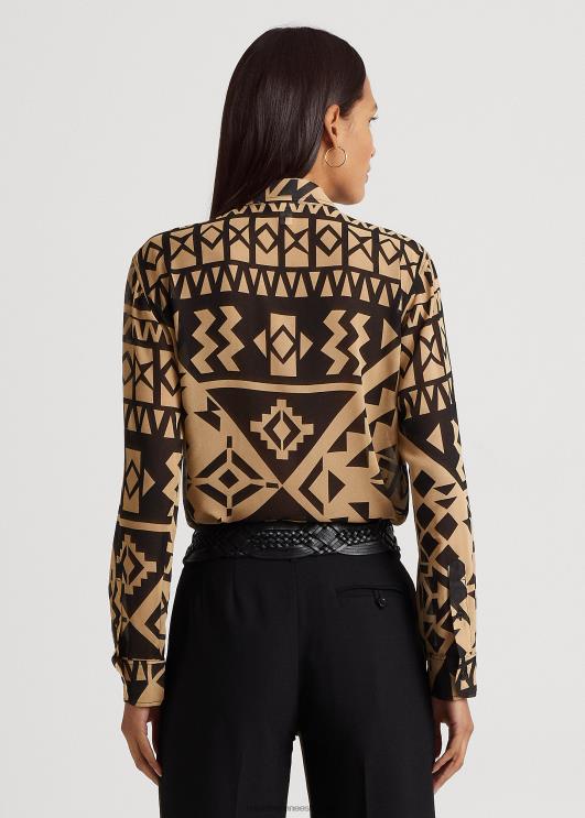 Ralph Lauren naised geoprintiga Georgette särk PR0V9535 pruunikas/must