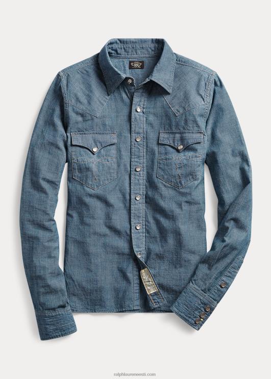 Ralph Lauren naised indigo chambray lääne särk PR0V3608 loputama