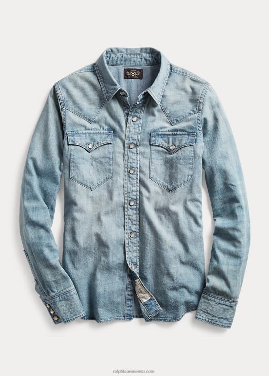 Ralph Lauren naised indigo denim lääne särk PR0V3611 keskmine pesu