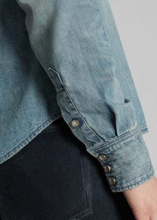 Ralph Lauren naised indigo denim lääne särk PR0V3611 keskmine pesu