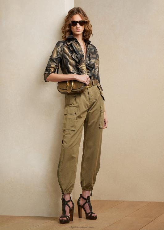 Ralph Lauren naised keara volangidega metallik särk PR0V9286 must/pronks