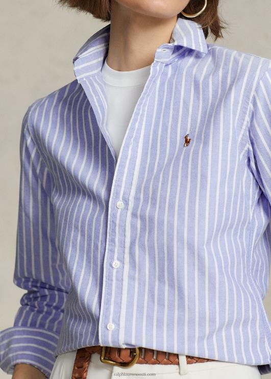 Ralph Lauren naised klassikaline triibuline oxfordi särk PR0V3166 sadamasaar sinine
