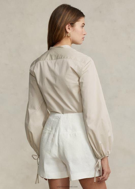 Ralph Lauren naised lõdvestunud istme puuvillane pluus-varrukatega särk PR0V2986 põhiliiv