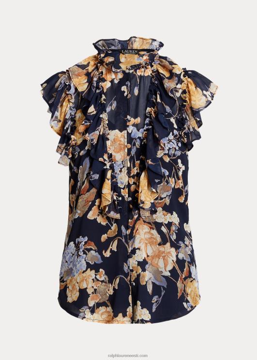 Ralph Lauren naised lilleline georgette varrukateta särk PR0V3995 mereväe multi