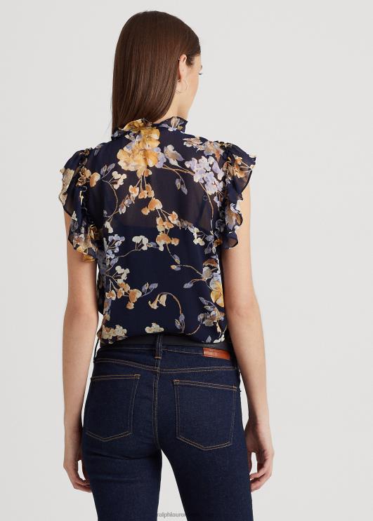 Ralph Lauren naised lilleline georgette varrukateta särk PR0V3995 mereväe multi