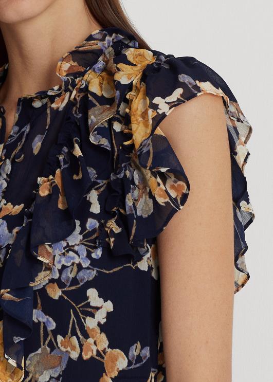 Ralph Lauren naised lilleline georgette varrukateta särk PR0V3995 mereväe multi