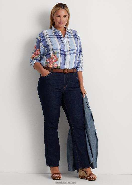 Ralph Lauren naised lilleline ja ruuduline linane särk PR0V4610 sinine/valge