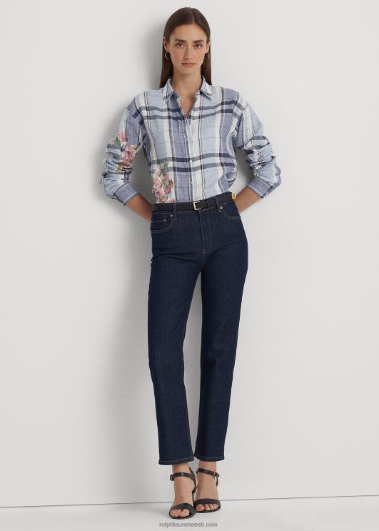 Ralph Lauren naised lilleline ja ruuduline linane särk PR0V4836 sinine/valge