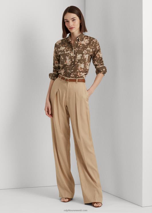 Ralph Lauren naised lilleline puuvillane voile särk PR0V3786 taupe/kreem/roosa