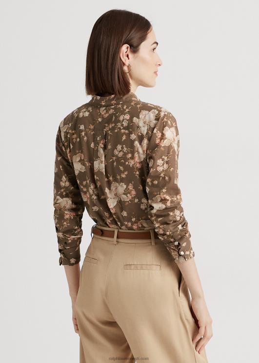 Ralph Lauren naised lilleline puuvillane voile särk PR0V3786 taupe/kreem/roosa