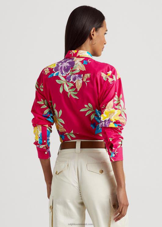 Ralph Lauren naised lilleline puuvillane voile särk PR0V3844 roosa multi