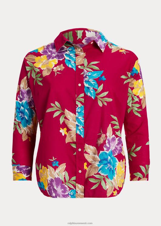 Ralph Lauren naised lilleline puuvillane voile särk PR0V4527 roosa multi