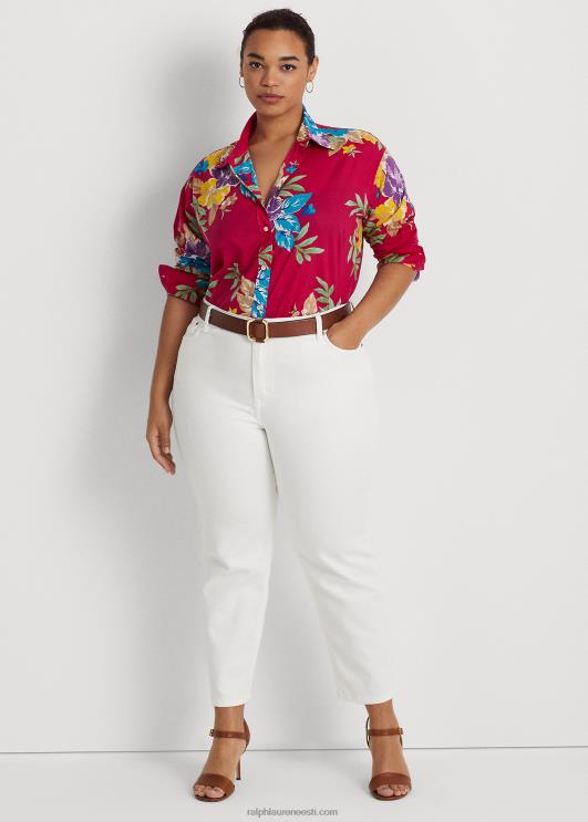 Ralph Lauren naised lilleline puuvillane voile särk PR0V4527 roosa multi