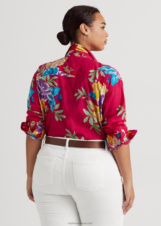 Ralph Lauren naised lilleline puuvillane voile särk PR0V4527 roosa multi