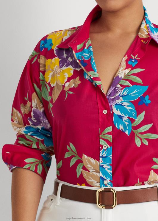 Ralph Lauren naised lilleline puuvillane voile särk PR0V4527 roosa multi