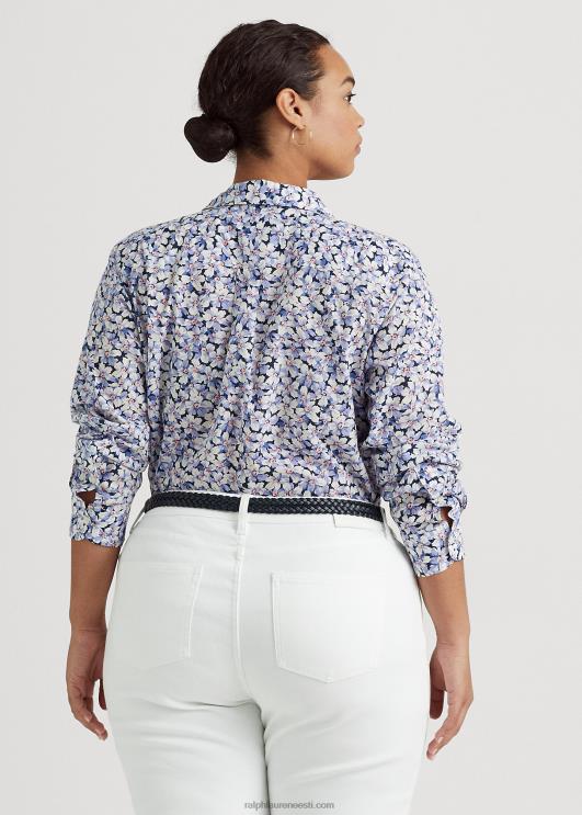 Ralph Lauren naised lilleline puuvillane voile särk PR0V4618 sinine/kreem/roosa