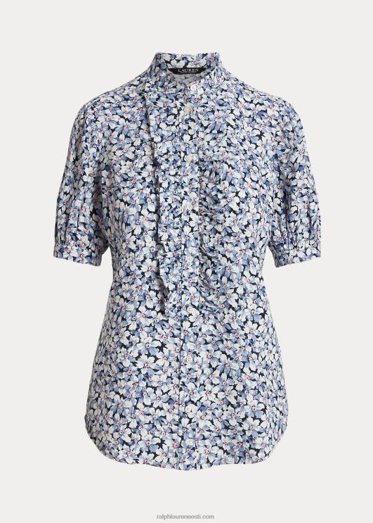 Ralph Lauren naised lilleline volangidega linane särk PR0V3963 sinine/kreem/roosa