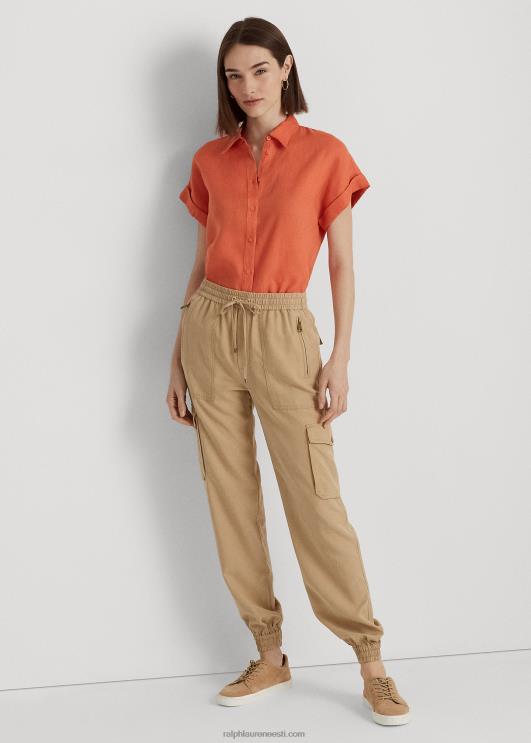 Ralph Lauren naised linane dolmanvarrukatega särk PR0V3779 kanjoni oranž