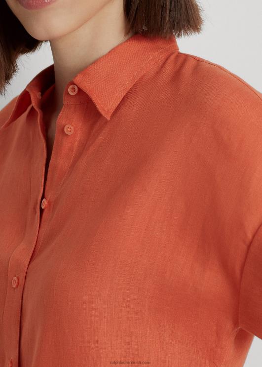 Ralph Lauren naised linane dolmanvarrukatega särk PR0V3779 kanjoni oranž