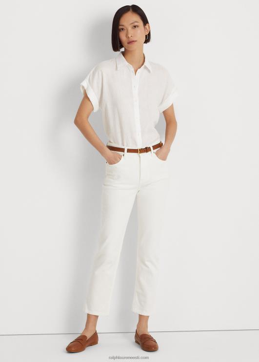 Ralph Lauren naised linane dolmanvarrukatega särk PR0V3781 valge