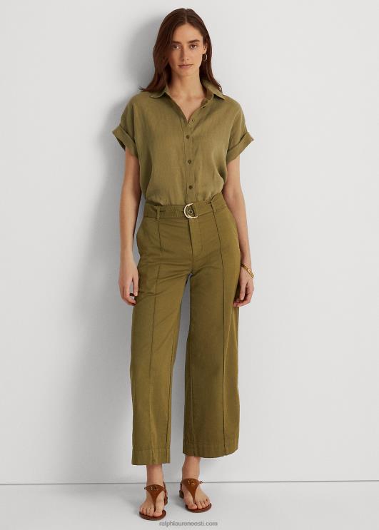 Ralph Lauren naised linane dolmanvarrukatega särk PR0V3782 oliivi-sõnajalg