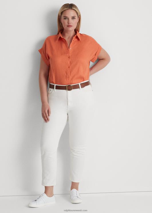 Ralph Lauren naised linane dolmanvarrukatega särk PR0V4499 kanjoni oranž