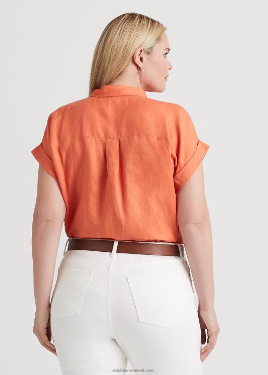 Ralph Lauren naised linane dolmanvarrukatega särk PR0V4499 kanjoni oranž