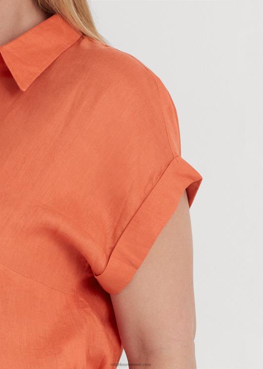 Ralph Lauren naised linane dolmanvarrukatega särk PR0V4499 kanjoni oranž